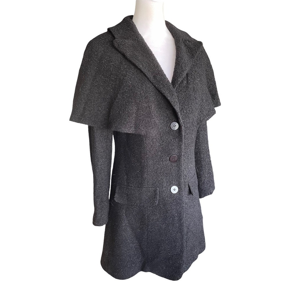 Leon Max Limited Edition Black Sparkle Coat with Cape Overlay Women’s Size Small